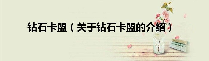 钻石卡盟（关于钻石卡盟的介绍）
