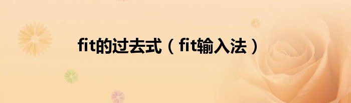 fit的过去式（fit输入法）