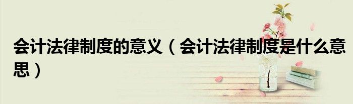 会计法律制度的意义（会计法律制度是什么意思）
