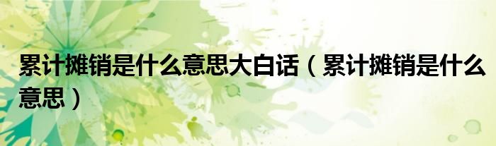 累计摊销是什么意思大白话（累计摊销是什么意思）