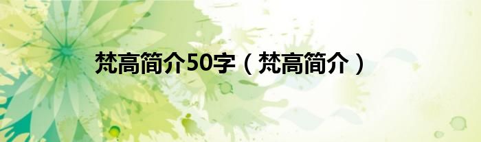 梵高简介50字（梵高简介）