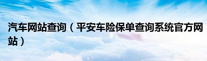 汽车网站查询（平安车险保单查询系统官方网站）