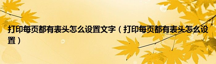 打印每页都有表头怎么设置文字（打印每页都有表头怎么设置）