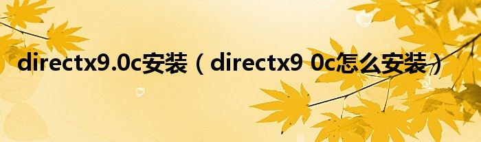 directx9.0c安装（directx9 0c怎么安装）