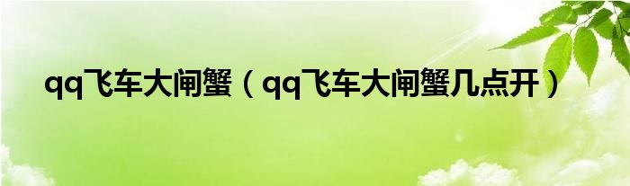 qq飞车大闸蟹（qq飞车大闸蟹几点开）